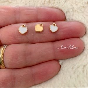 2 White Dainty Small Heart Charms